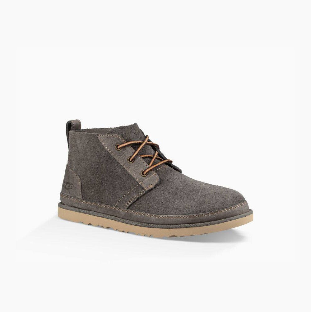 UGG Neumel Unlined Leather Deep Grey Ankle Boots for Men (PUXF74951)